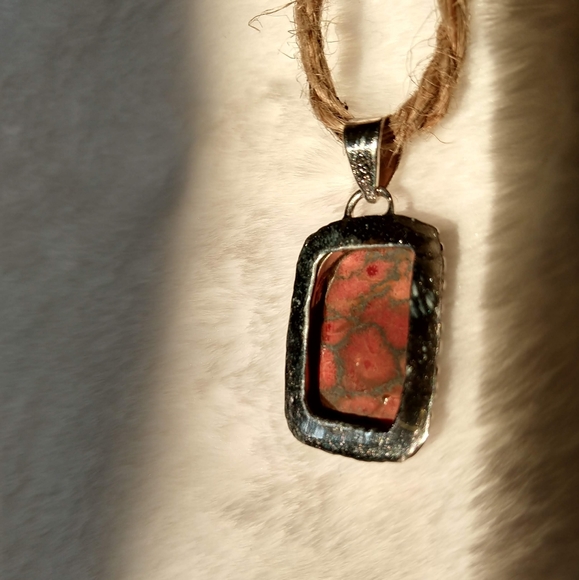 Sterling Silver Natural Red Mohave Copper Turquoise Pendant. - Picture 4 of 8